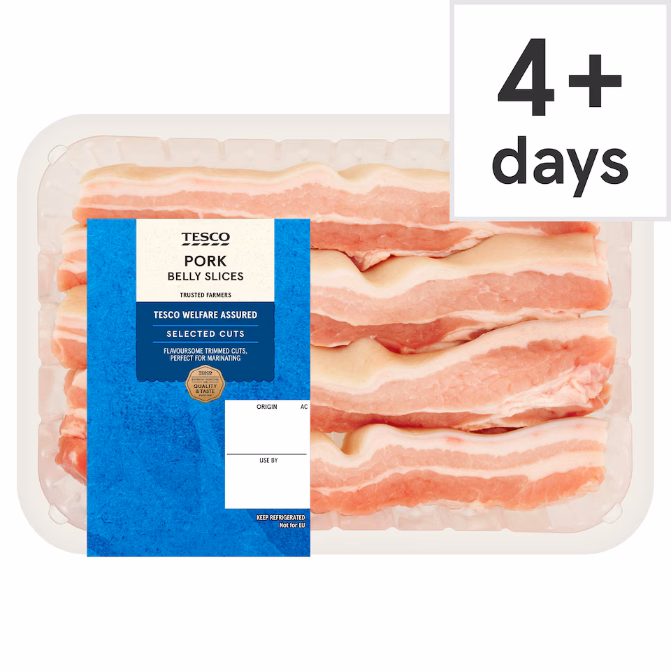 Tesco Pork Belly Slices 500g