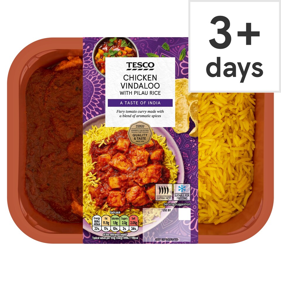 Tesco Chicken Vindaloo & Pilau Rice 400g