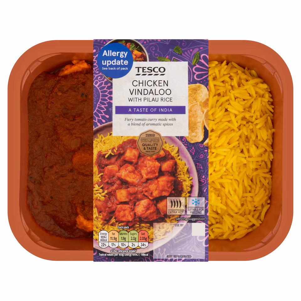 Tesco Chicken Vindaloo & Pilau Rice 400g