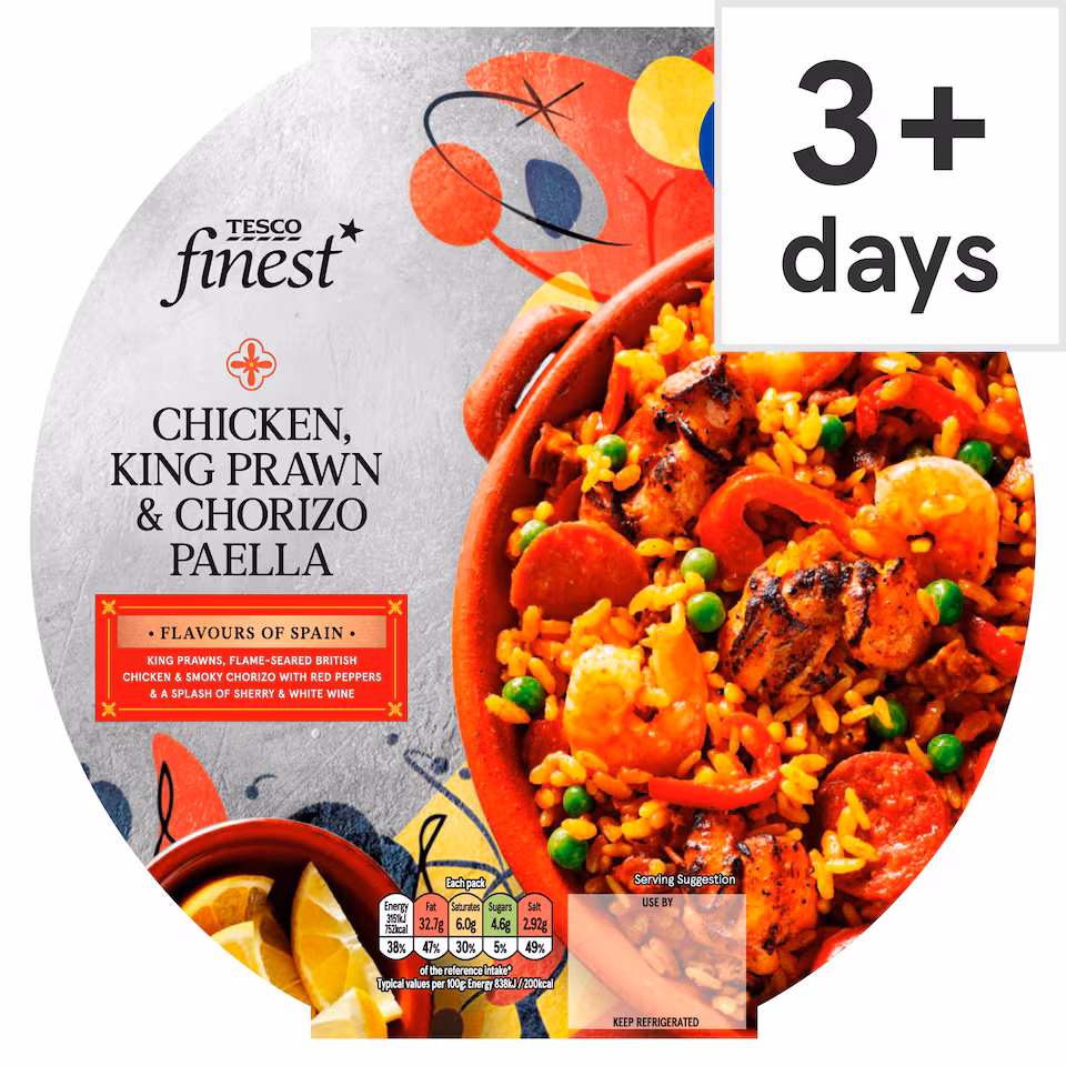 Tesco Finest Chicken, King Prawn & Chorizo Paella 400g