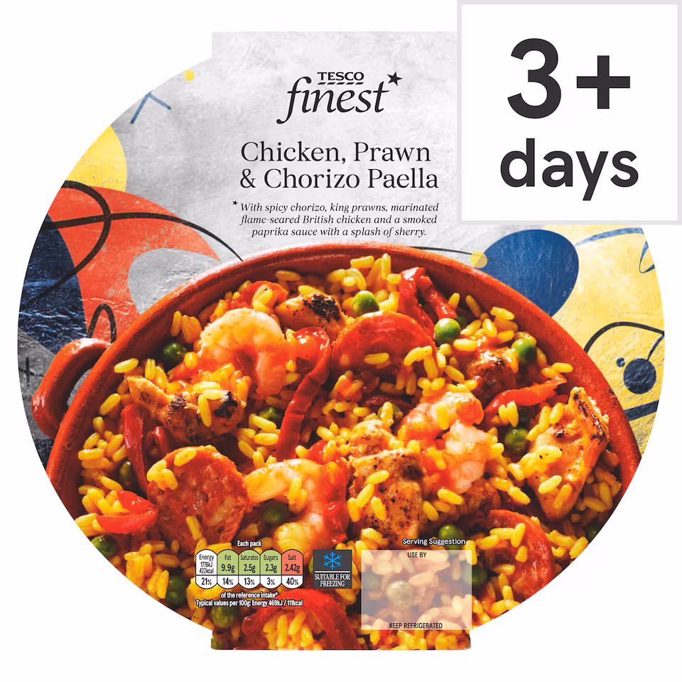 Tesco Finest Chicken, Prawn & Chorizo Paella 400g