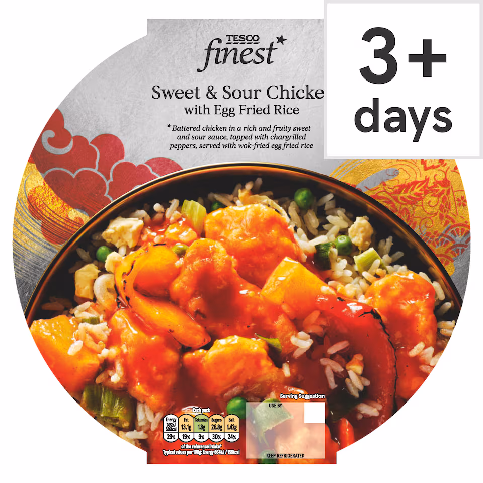 Tesco Finest Sweet & Sour Chicken & Egg Fried Rice 400G