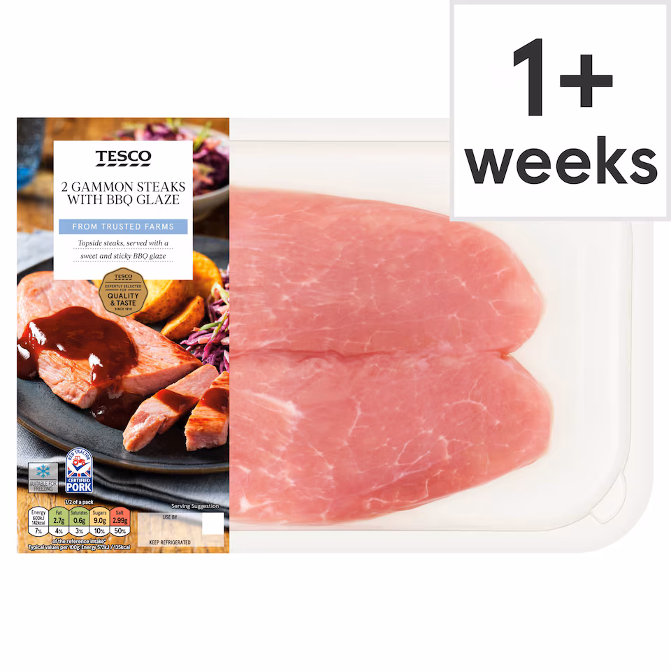 Tesco 2 Gammon Steaks with BBQ Glaze 300g