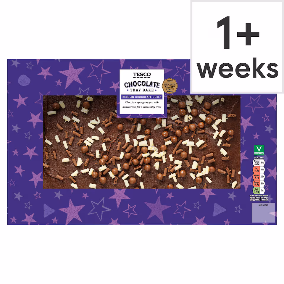 Tesco Chocolate Tray Bake - Belgian Chocolate Curls