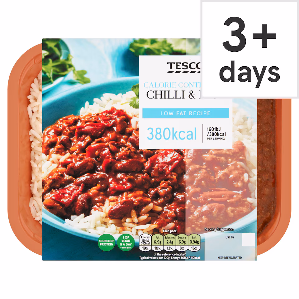 Tesco Calorie Controlled Chilli & Rice 380G