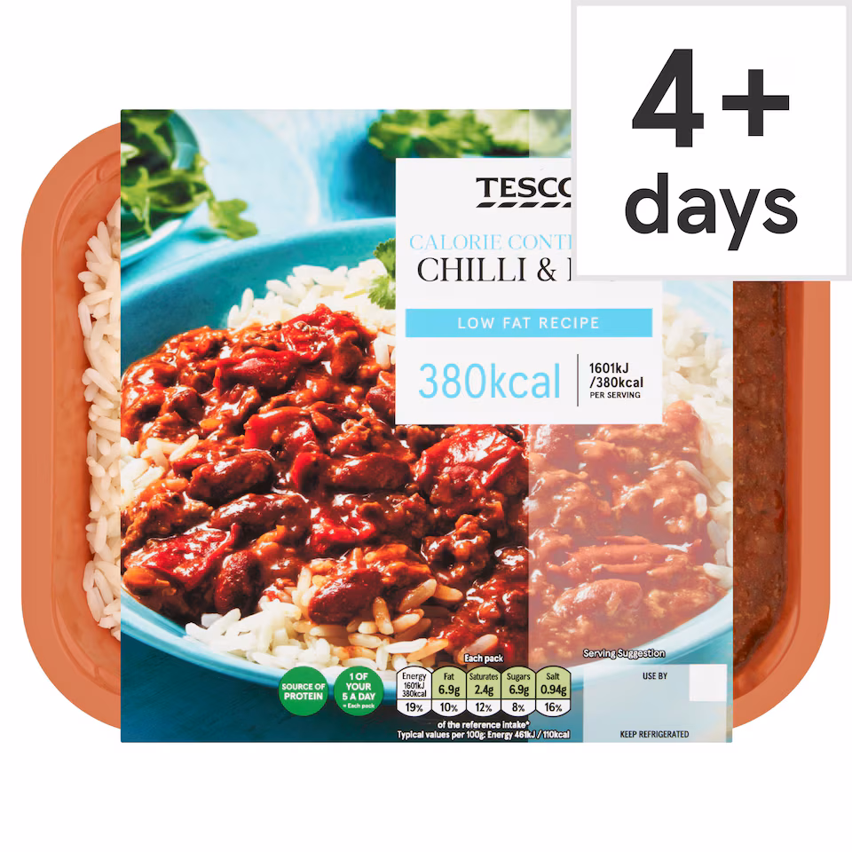 Tesco Calorie Controlled Chilli & Rice 380G