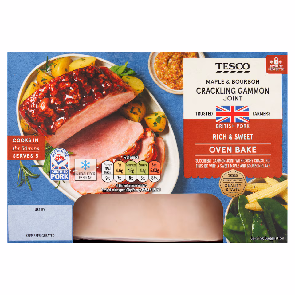 TESCO MAPLE & BOURBON Crackling GAMMON JOINT 1KG