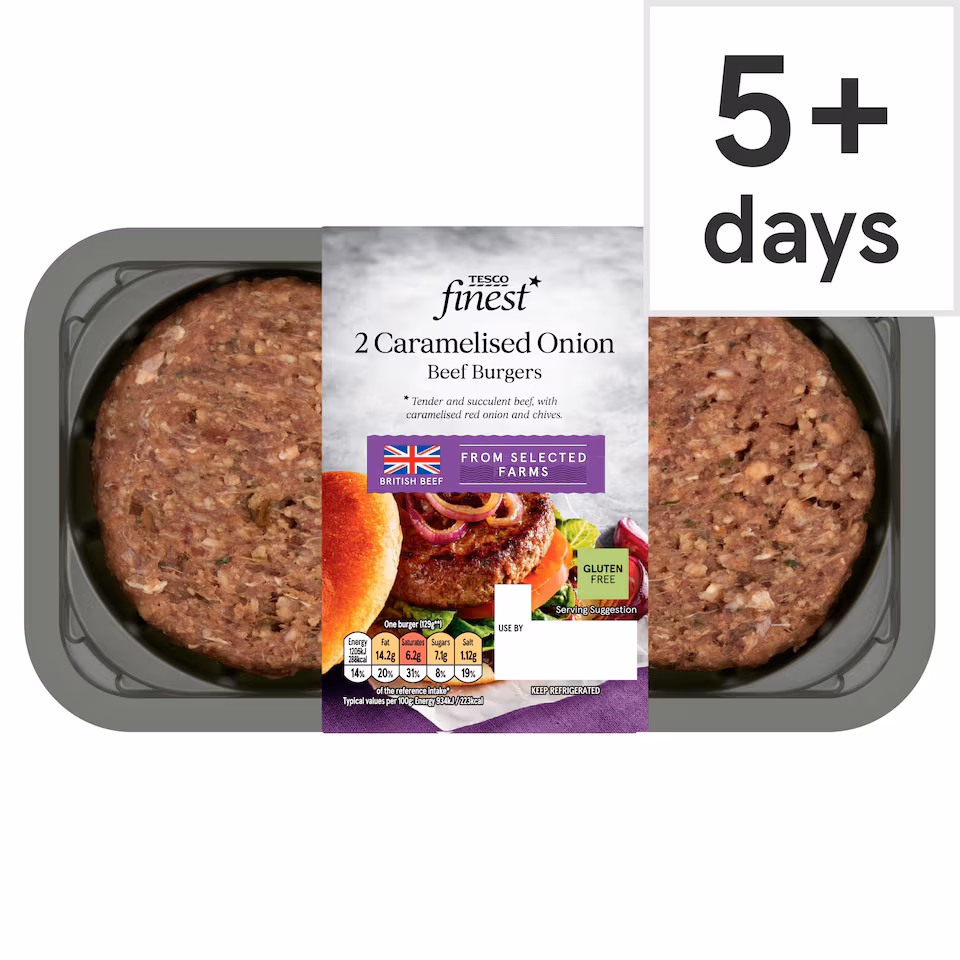 Tesco Finest 2 Caramelised Onion Burgers 340g