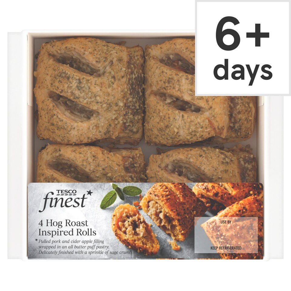 Tesco Finest 4  Pork & Apple Hog Roast Rolls 188g