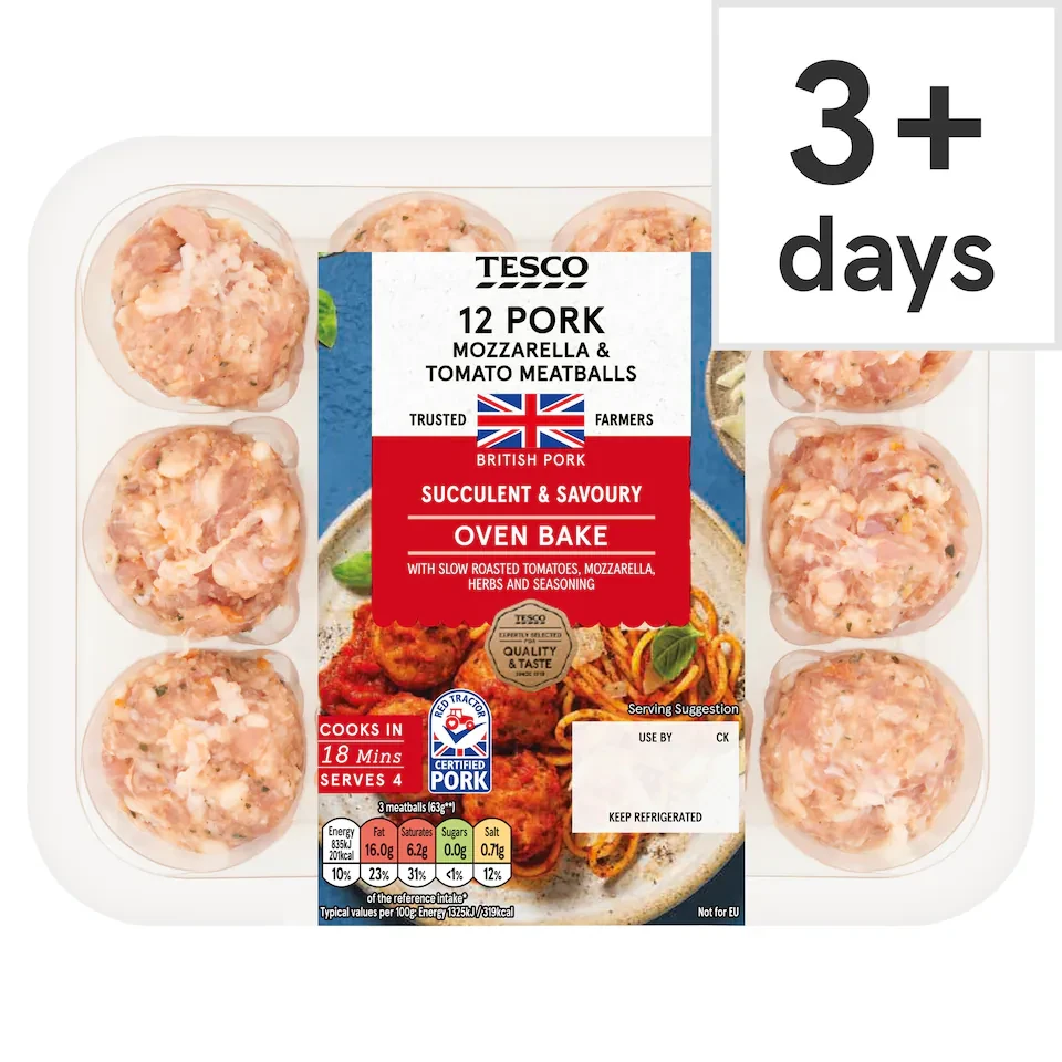 Tesco Pork, Mozzarella & Tomato Meatballs 336g