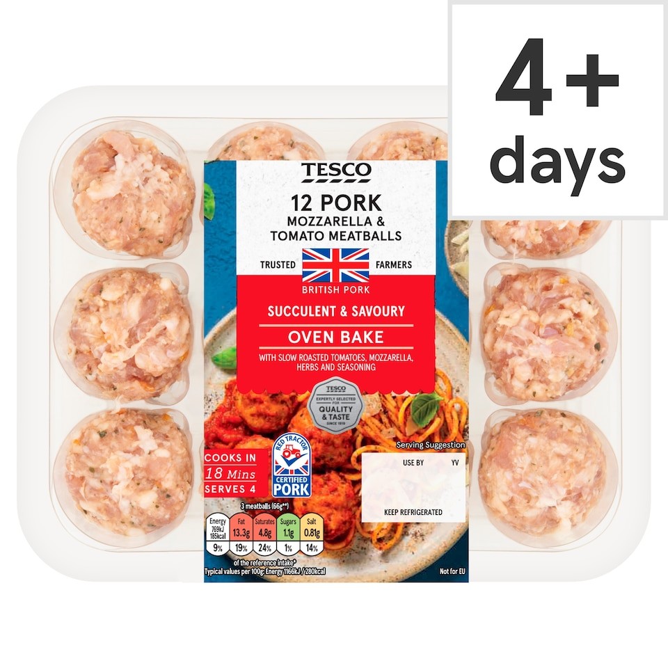 Tesco Pork, Mozzarella & Tomato Meatballs 336g