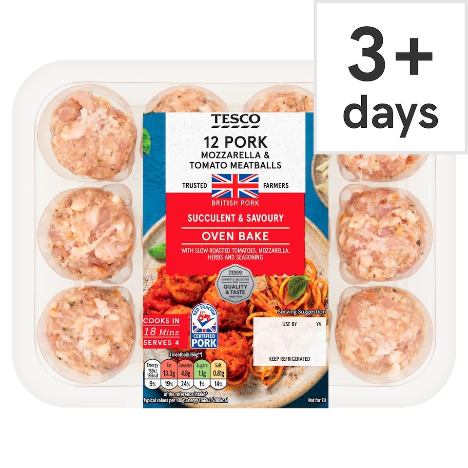 Tesco Pork, Mozzarella & Tomato Meatballs 336g