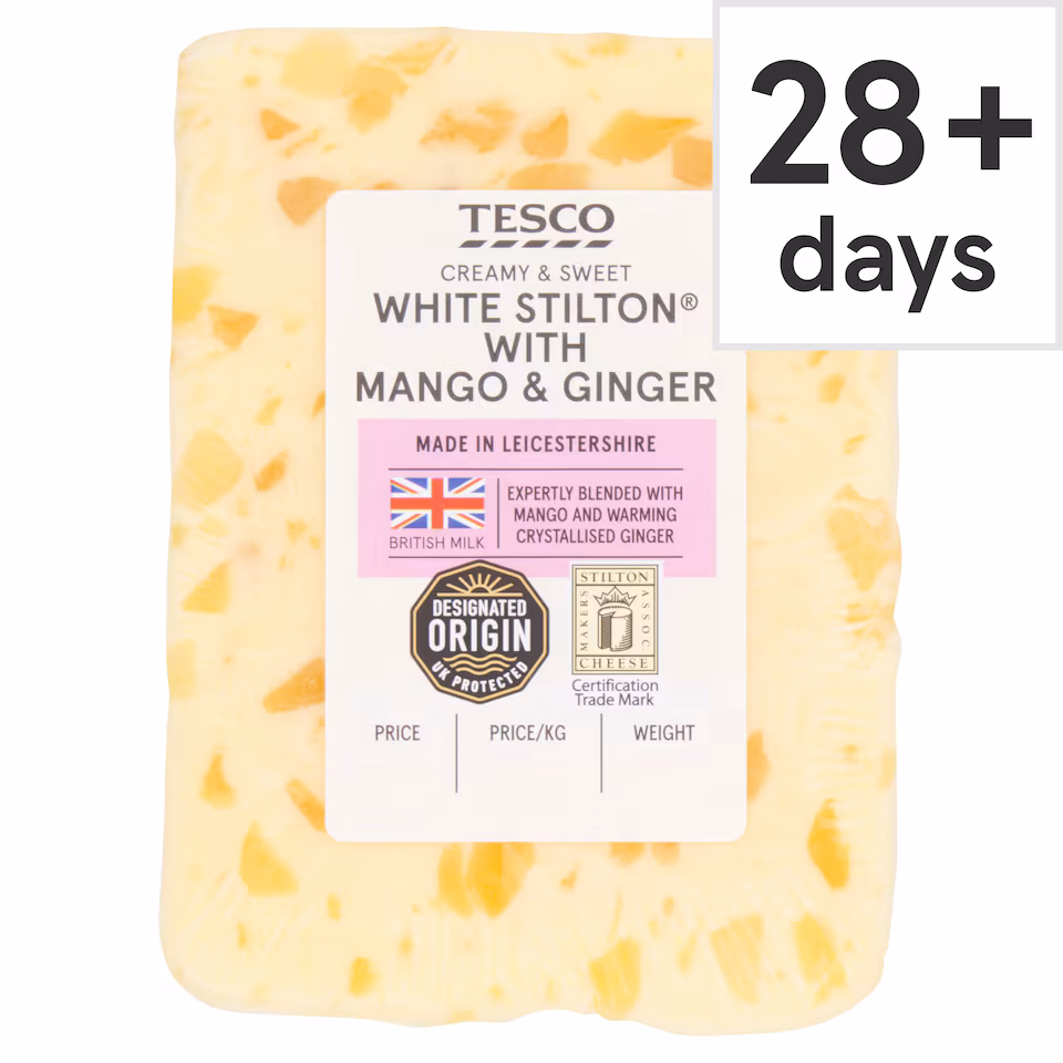 Tesco White Stilton With Mango & Ginger 180G