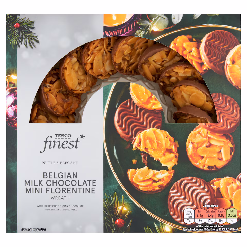 Tesco Finest Belgian Milk Chocolate Mini Florentine Wreath 135g