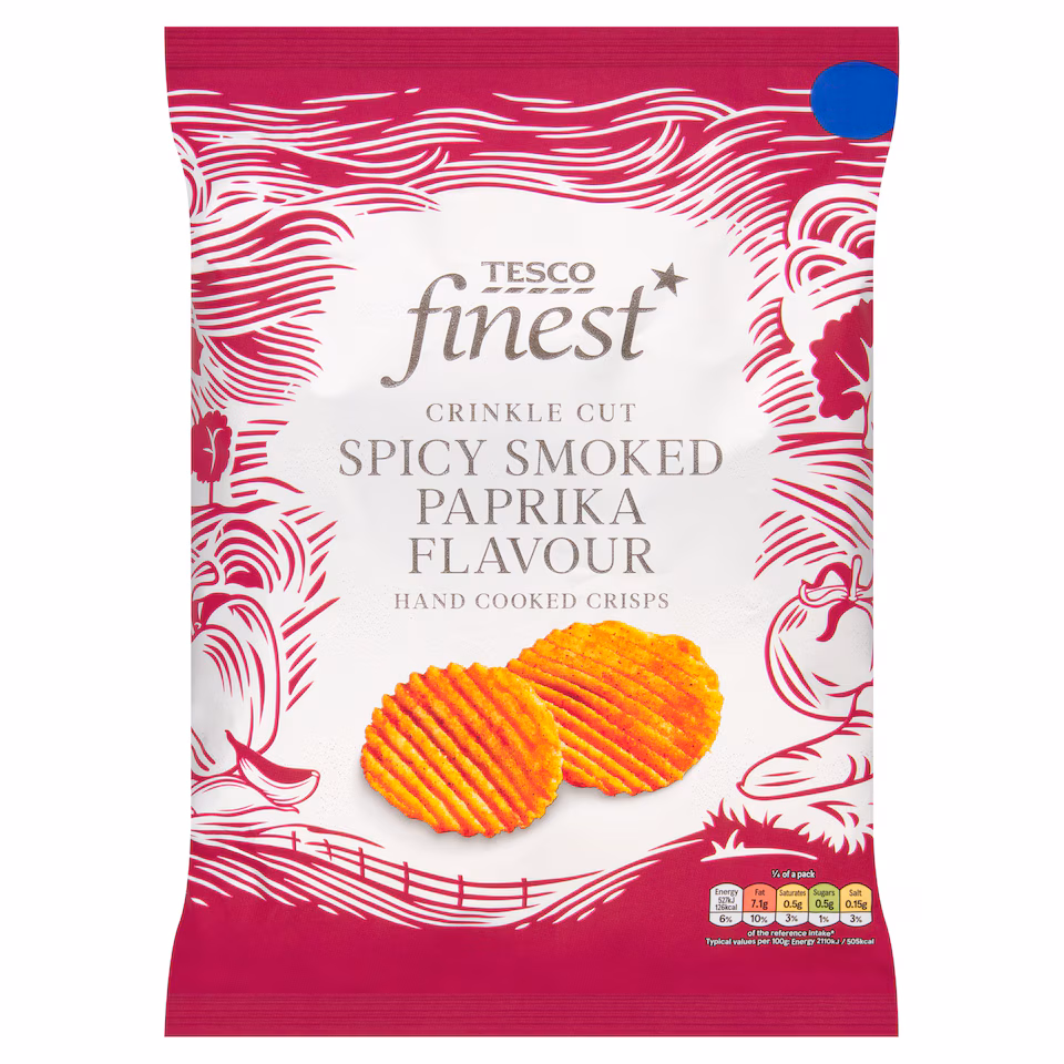 Tesco Finest Crinkle Cut Spicy Smoked Paprika Hand Cooked Crisps 150g