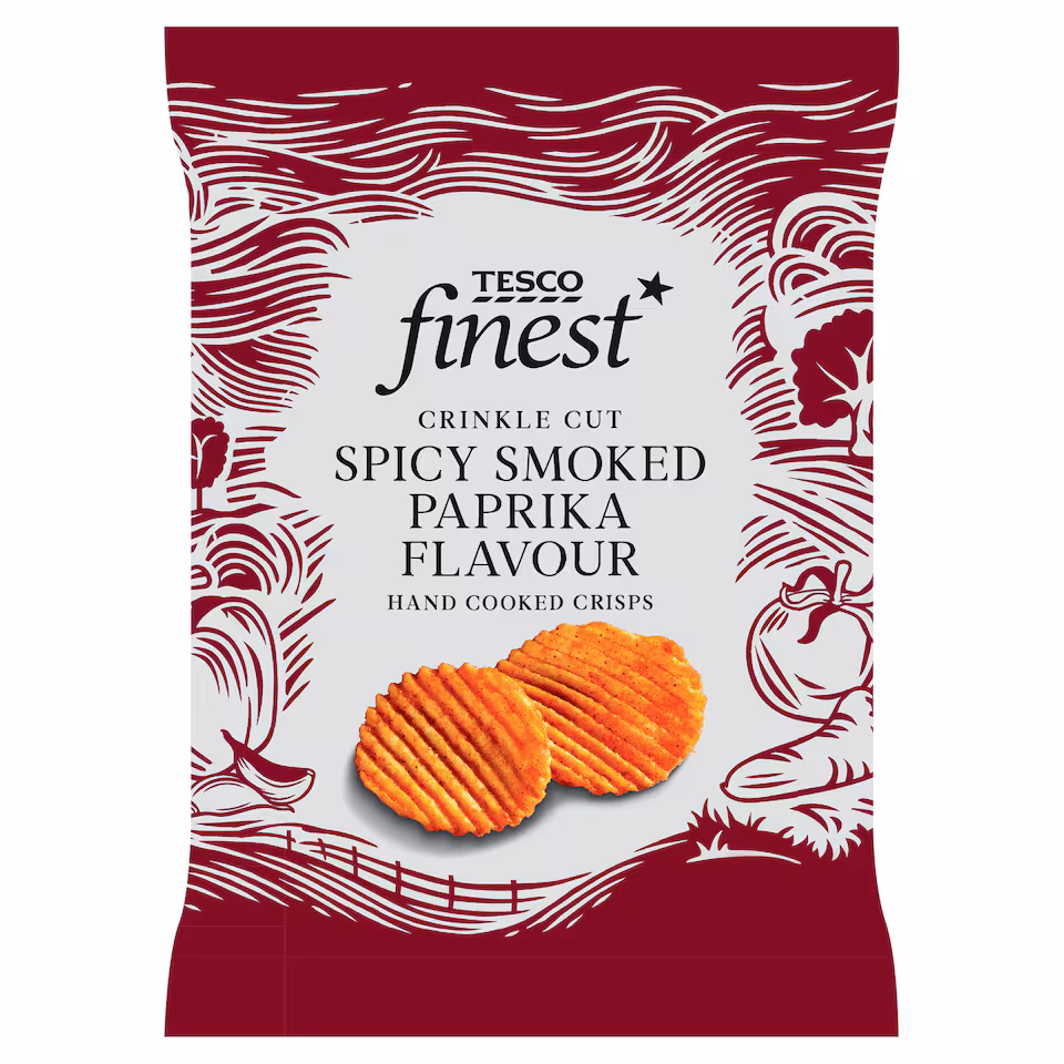 Tesco Finest Crinkle Cut Spicy Smoked Paprika Hand Cooked Crisps 150g