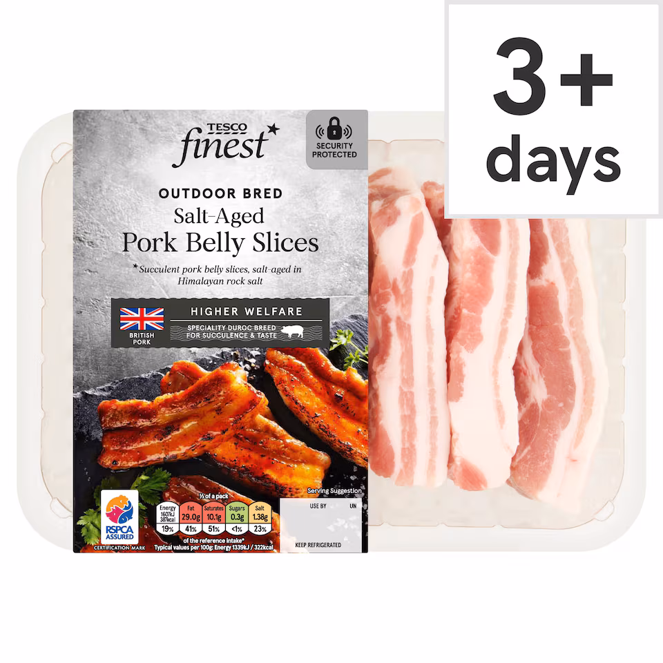 Tesco Finest British S/A Pork Belly Slices 500G
