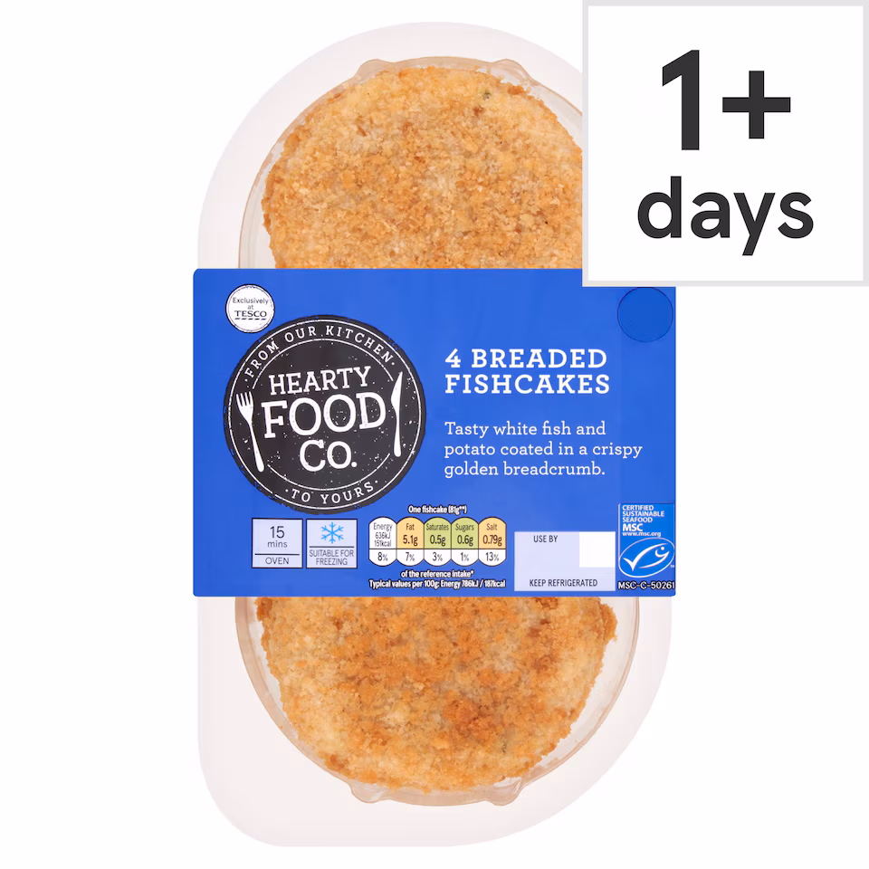 Hearty Food Co. 4 Pollock Fishcakes 340g