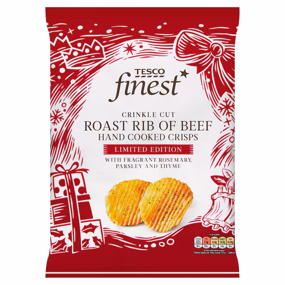Tesco Finest Crinkle Cut Herb Crusted Rib of Beef Hand Cooked Crisps 150g