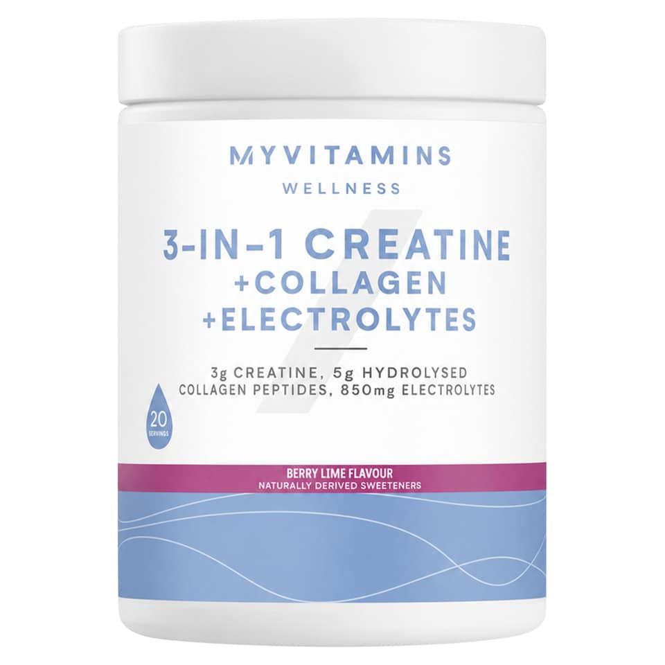 Myvitamins 3-IN-1 Creatine + Collagen + Electrolytes Berry Lime Flavour 236g