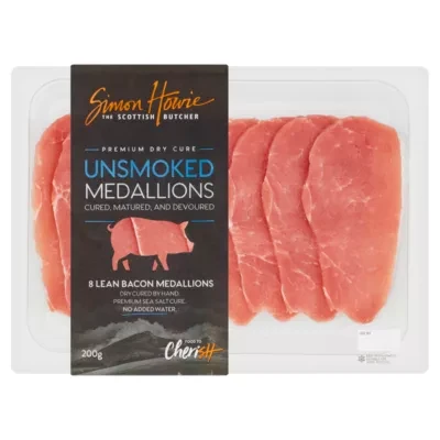 Simon Howie 8 Unsmoked Lean Bacon Medallions 200g