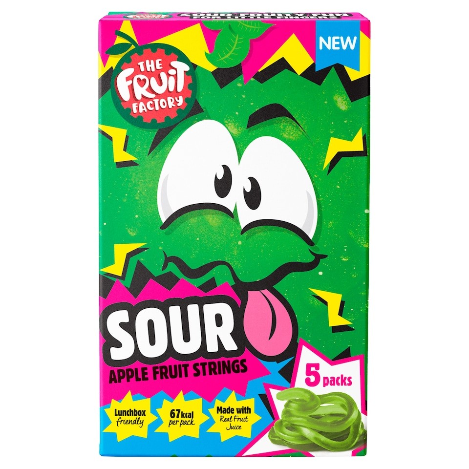 The Fruit Factory Sour Apple Fruit Strings 5x20g