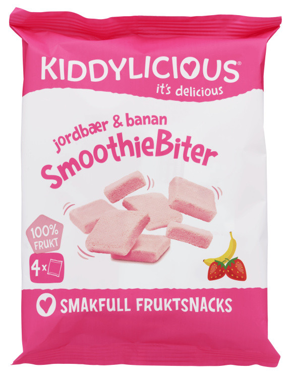 Smoothiebiter 4pkn Jordbær&Banan Kiddylicious 24g