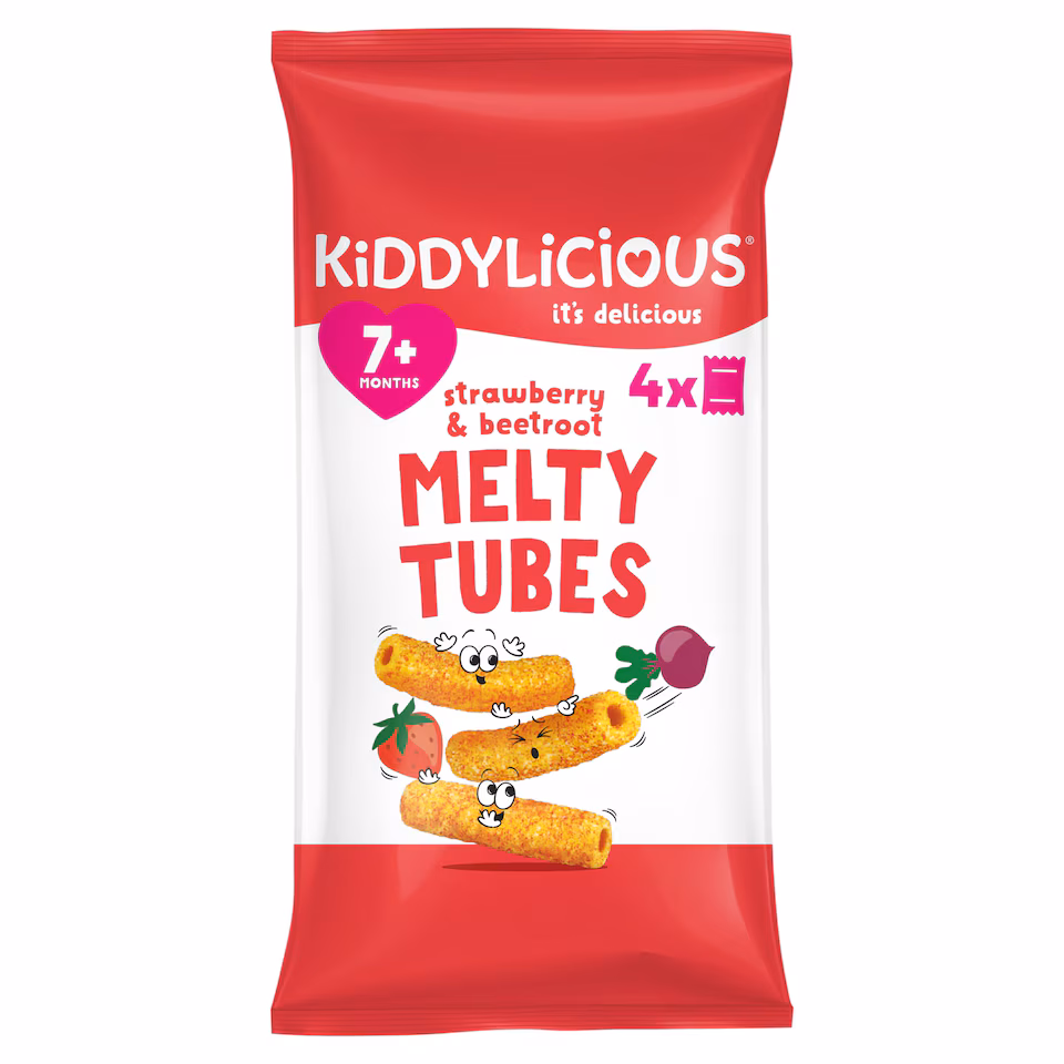 Kiddylicious Strawberry & Beetroot Melty Tubes 4 x 10g