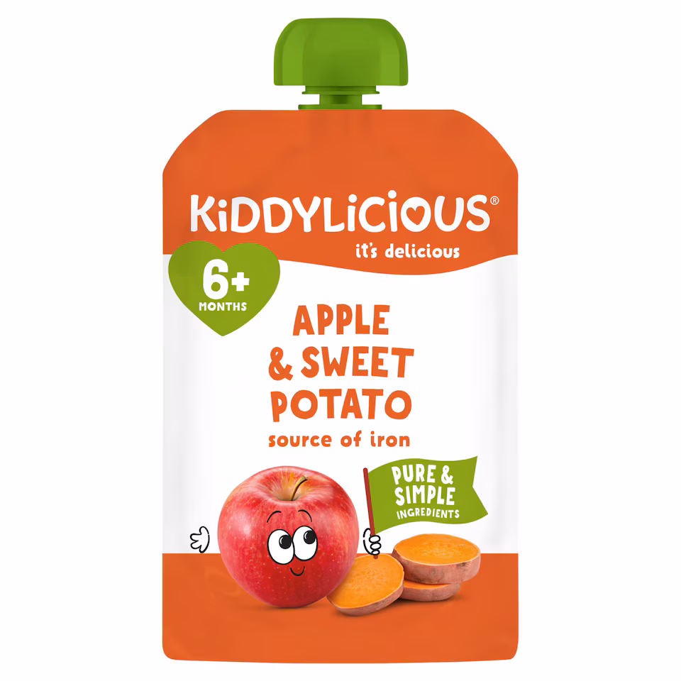 Kiddylicious Pouches Apple & Sweet Potato 6m+ 100g