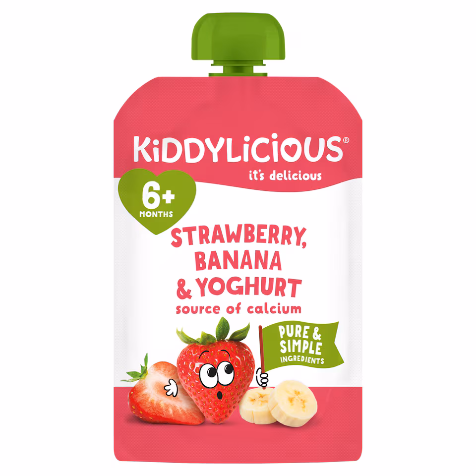 Kiddylicious Strawberry Banana & Yogurt Pouch 100g