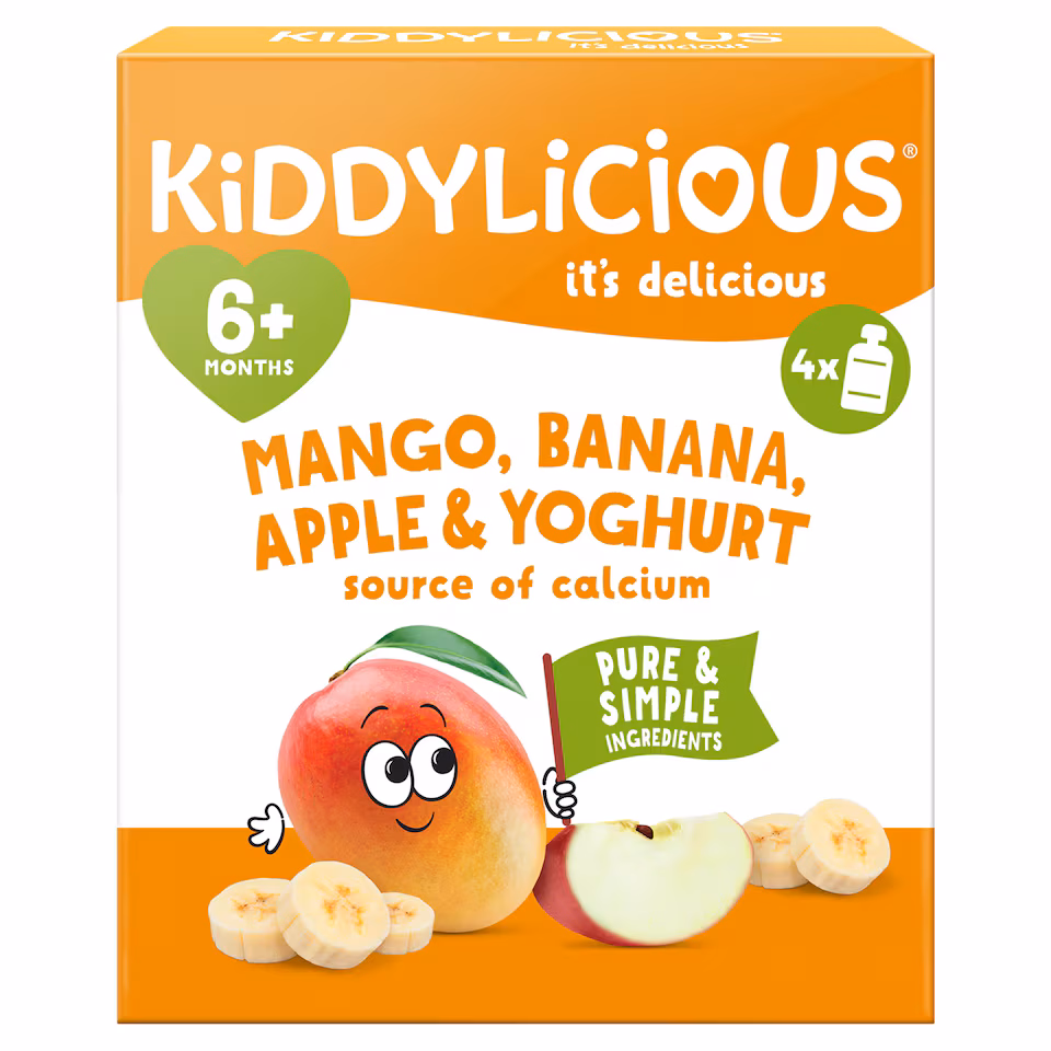 Kiddylicious Mango, Banana, Apple & Yoghurt Pouch 4x100g