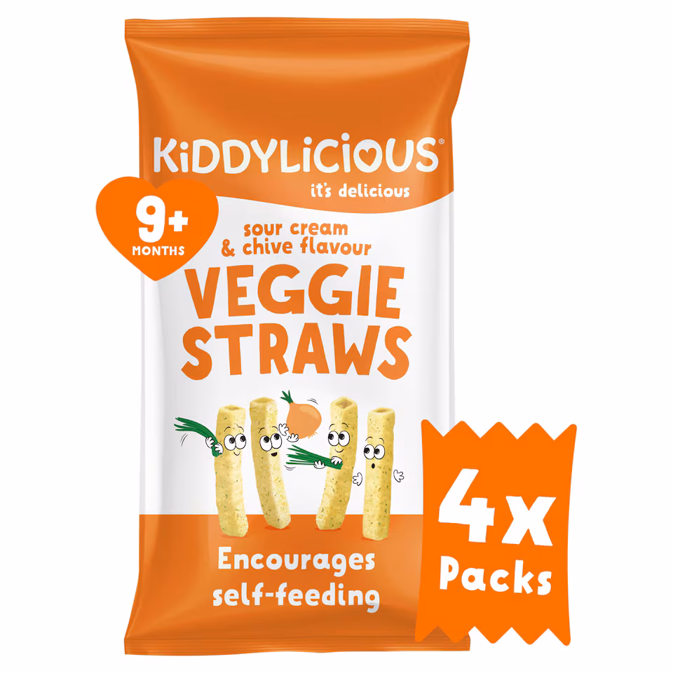 Kiddylicious Sour Cream & Chive Straws 4 X 12G