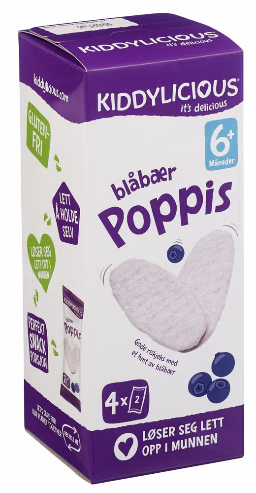 Blåbær poppis Fra 6 mnd, 4x2stk, 16 g