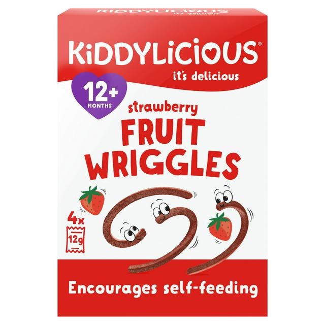 Kiddylicious Strawberry Wriggles Baby Snacks 4x12g