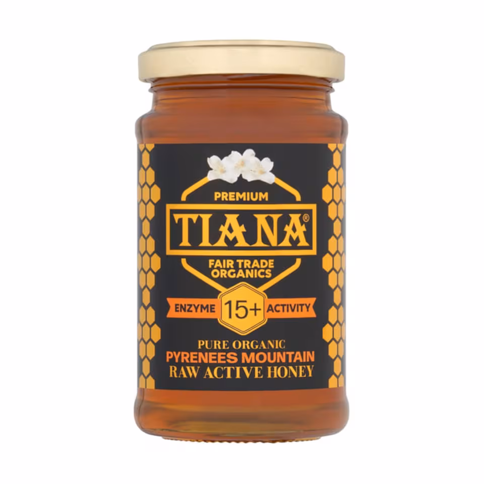 TIANA Organics Raw Active Pyrenees Mountain Honey Diastase 15, 250g | Bronze | Amber Honey colour | Intensive floral | 1