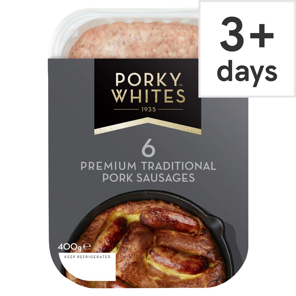 Porky Whites 6 Traditional Pork Sausages 400G