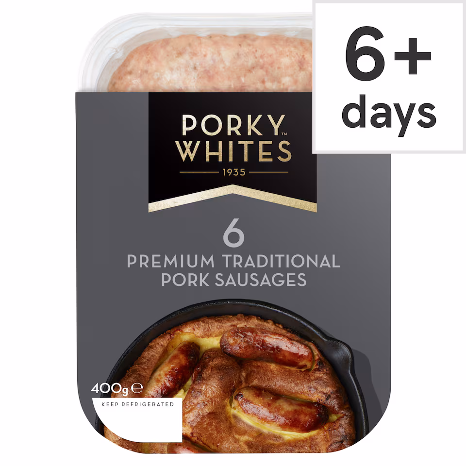 Porky Whites 6 Traditional Pork Sausages 400G
