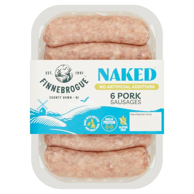 Finnebrogue Naked Pork Sausages x6 400g