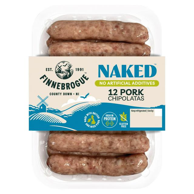Finnebrogue Naked Pork Chipolatas x12 340g