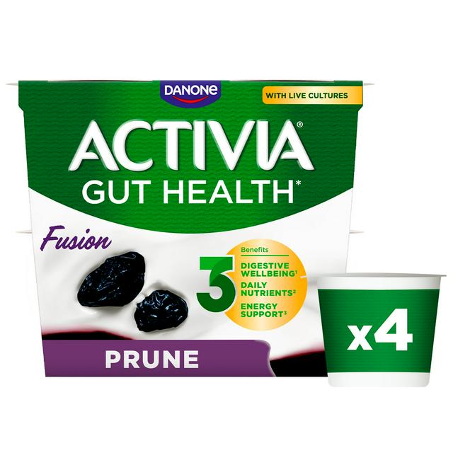 Activia Fusions Prune Gut Health Fruit Yoghurt Multipack 4 x 120g