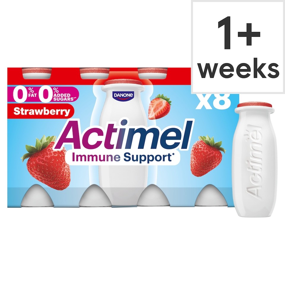 Actimel Strawberry Fat Free Immunity Live Yoghurt Drink Multipack 8x100g