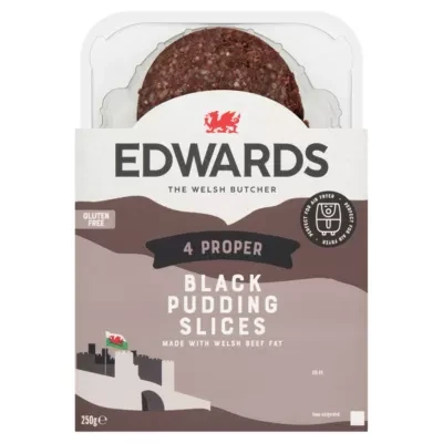 Edwards The Welsh Butcher 4 Proper Black Pudding Slices 250g