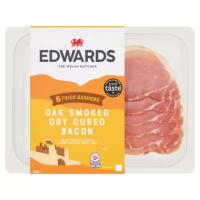 Edwards 6 Thick Rashers Oak Smoked Dry Cured Bacon 240g
