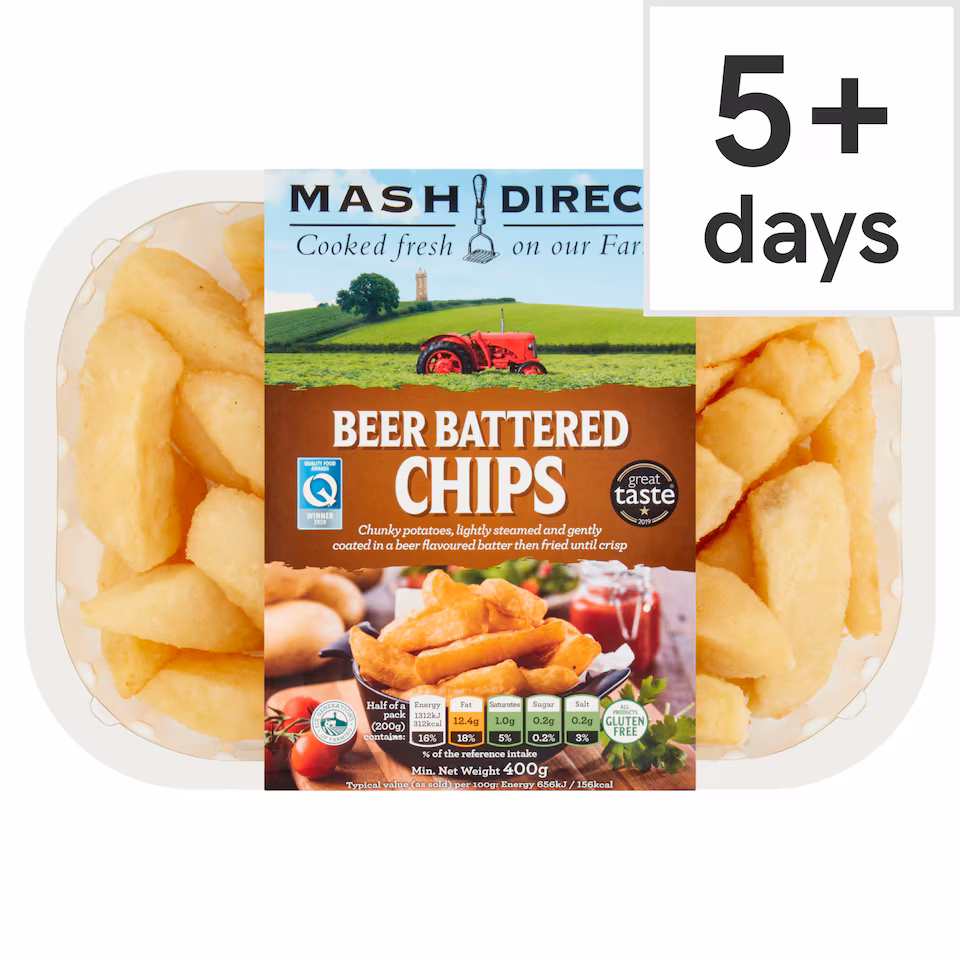 Mash Direct Beer Battered Chips 400G