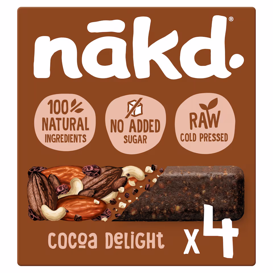 Nakd Cocoa Delight Bars - Fruit, Peanut 4 Pack 140g