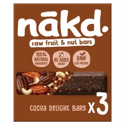 Nakd nakd. Cocoa Delight Fruit & Nut Bars 3 x 35g