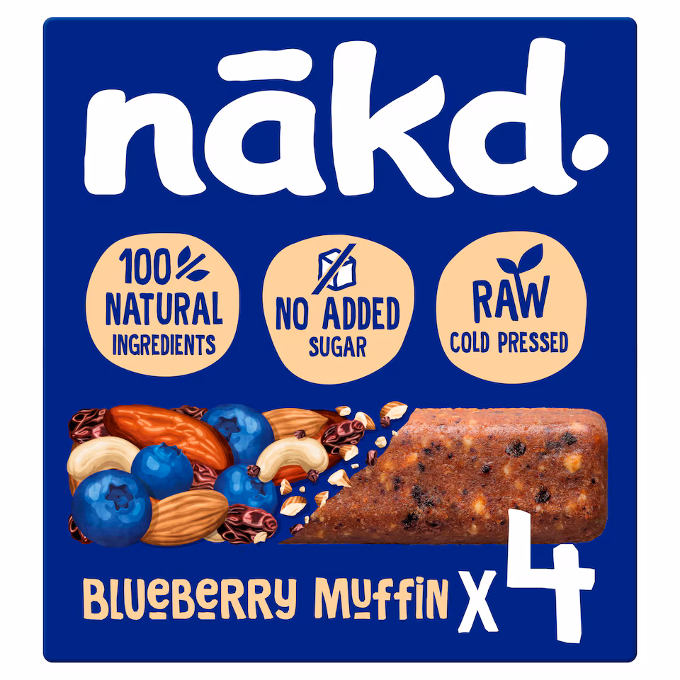 Nakd Blueberry Muffin Raw Fruit & Nut Bar 4x35g