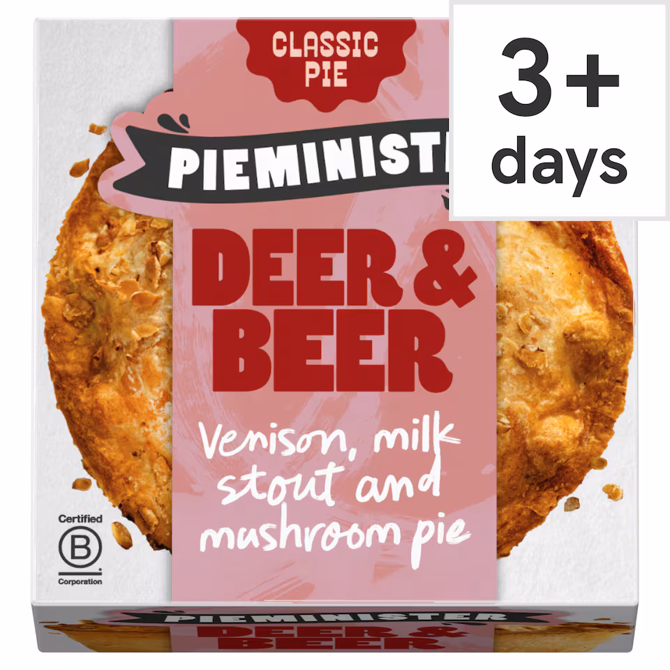 Pieminister Deer & Beer Pie with Wild Venison, Milk Stout & Mushroom 255G