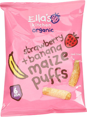 Ellas Kitchen Maizepuffs Jordbær+banan Øko 6m 20g