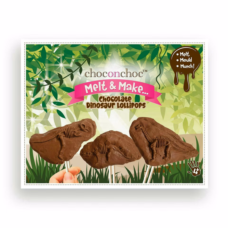 Melt and Make Your Own Chocolate Dinosaur Lollipops